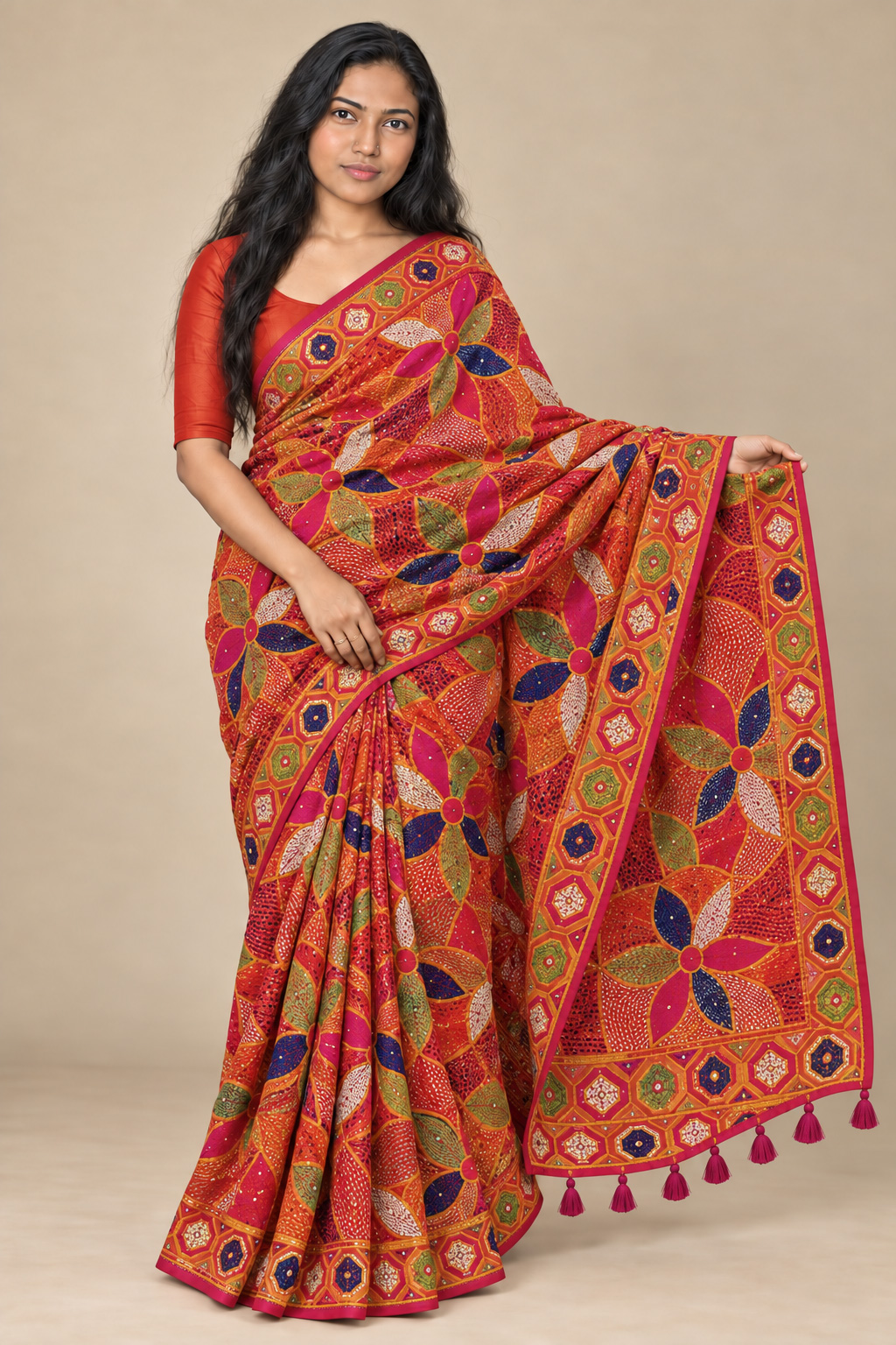 mix_main Kantha Stiched Silk Saree - Image 1